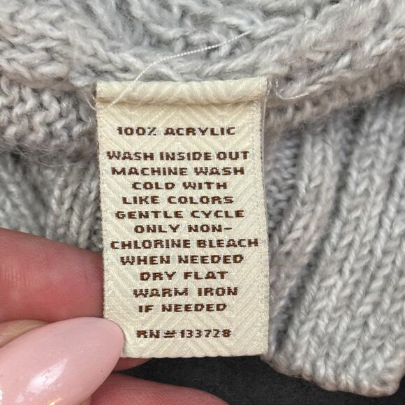 Sonoma Life + Style Grey Cable Knit Sweater Size L V-Neck Pullover Tunic Length - Picture 7 of 8